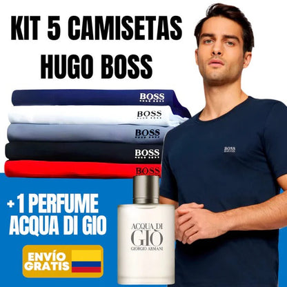 KIT 5 CAMISETAS HUGO BOSS + PERFUME ACQUA DIO GIO